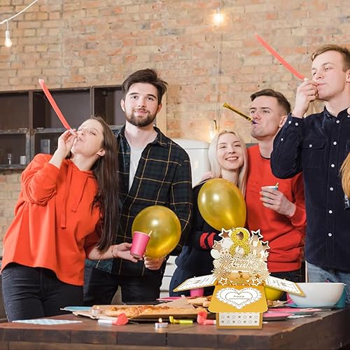 Miniatura 5 de YiKaLus Tarjeta de felicitación desplegable de feliz 8 aniversario para marido y esposa, tarjeta 3D única de aniversario de matrimonio de 8 años