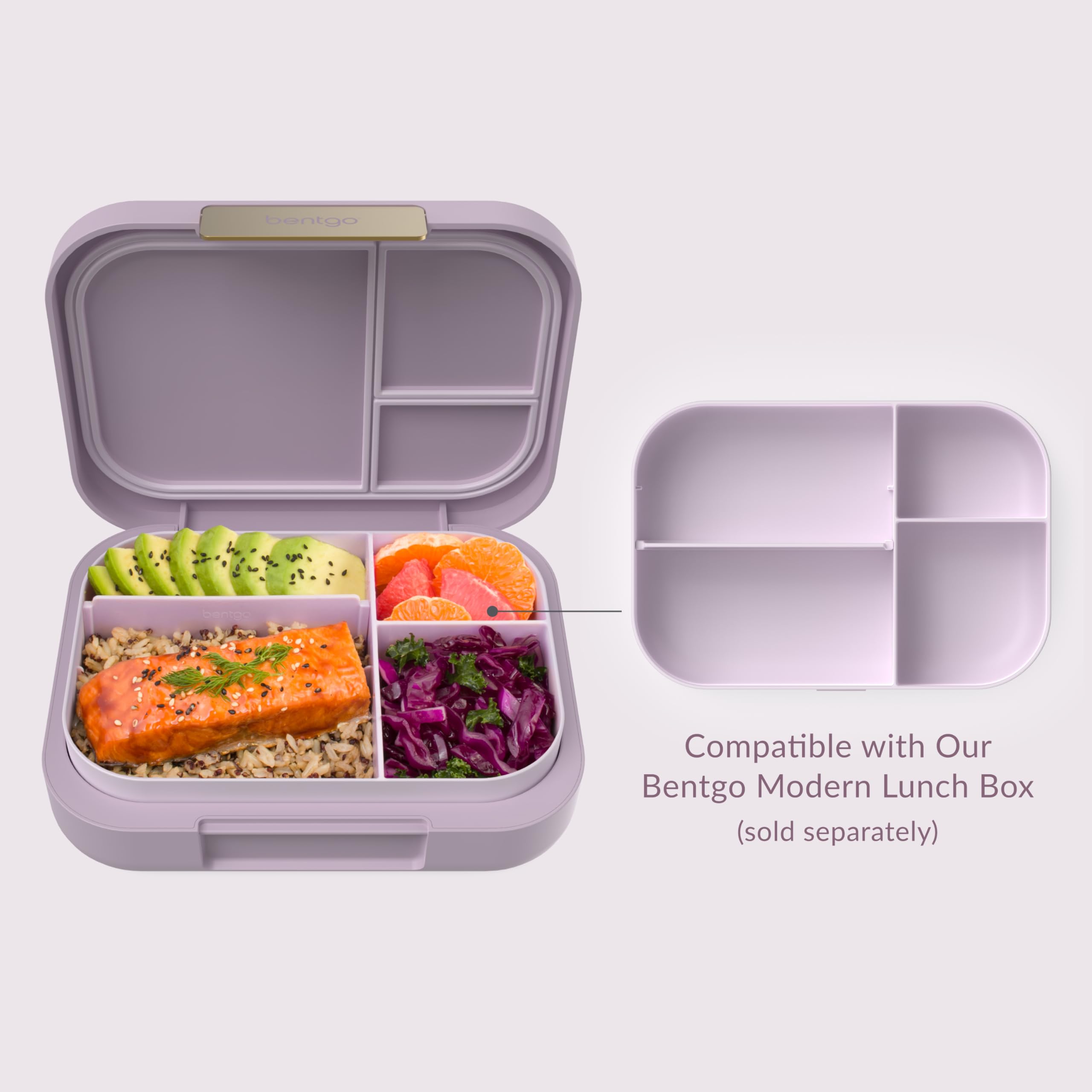 Bentgo® Modern Tray with Matte Lid - Reusable, BPA-Free, Meal Prep Containers for Adults with Removable Divider - 3 or 4 Compartments for Healthy Portioned Meals At Home & On the Go (Orchid)