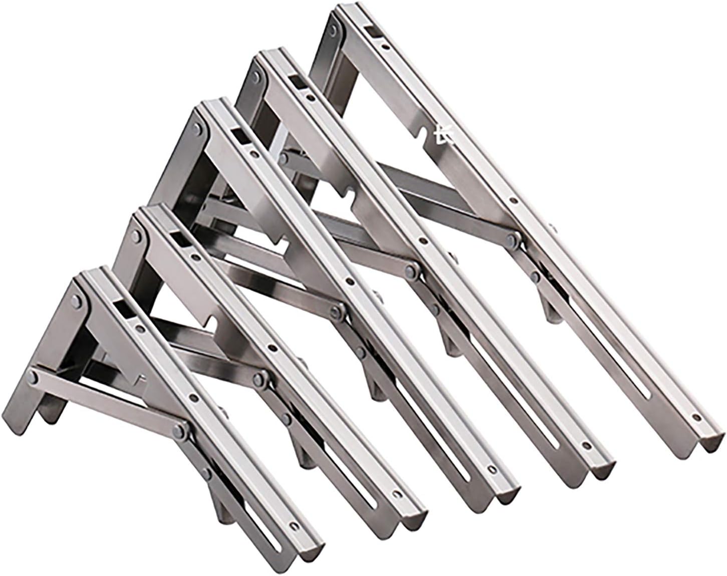 QWEASDF 2Pack Folding Shelf Brackets, Heavy Duty 304 Stainless Steel Collapsible DIY Wall Mounted Shelf Bracket, Max Load: 330lb, for Table Work Bench Space Saving with Screws,250mm/10 in