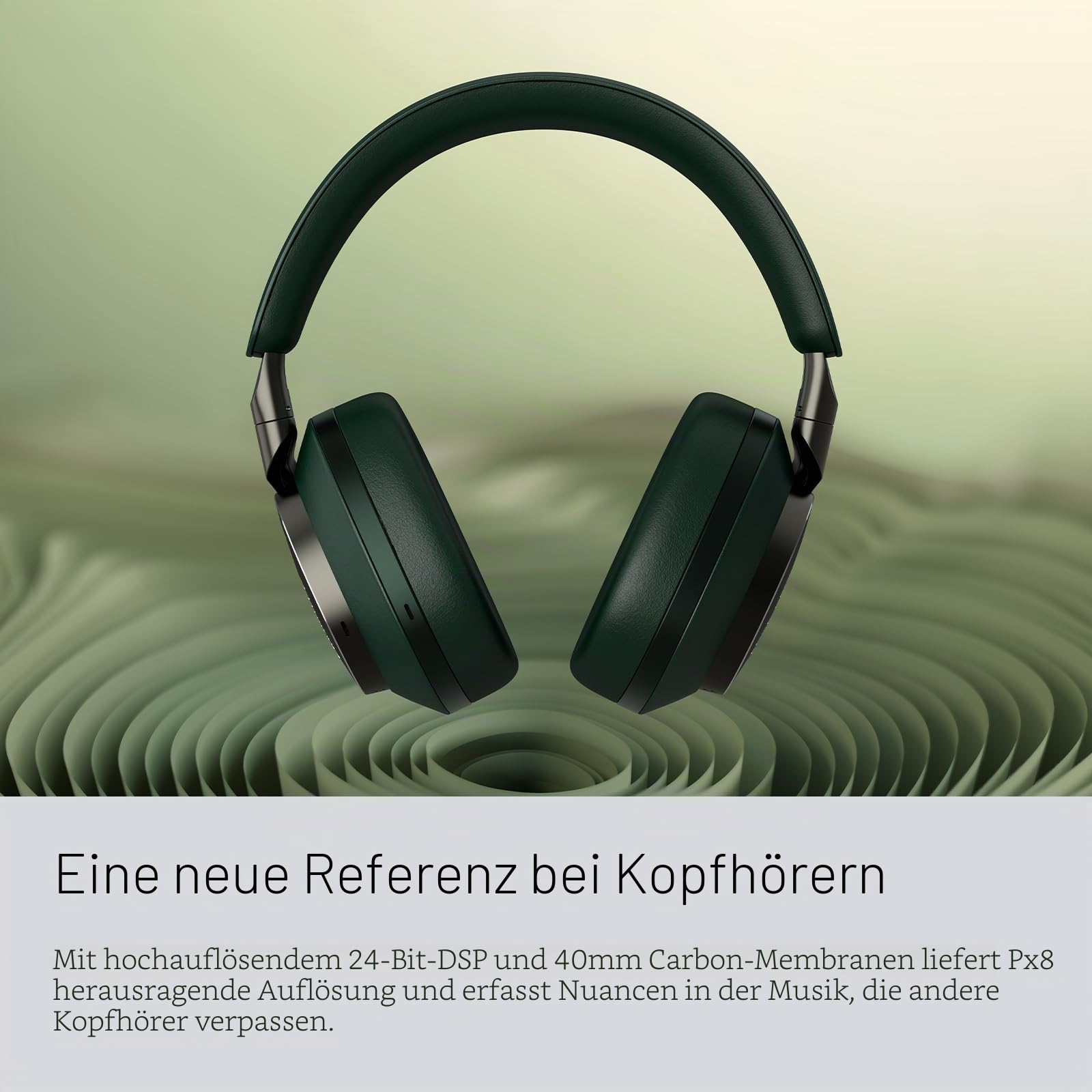 Bowers & Wilkins Px8 Over-Ear-Kopfhörer mit Geräuschunterdrückung, kabellos, Bluetooth 5.0, Schnellladung, 30 Stunden hochauflösende Wiedergabe, integriertes Mikrofon - Schwarz