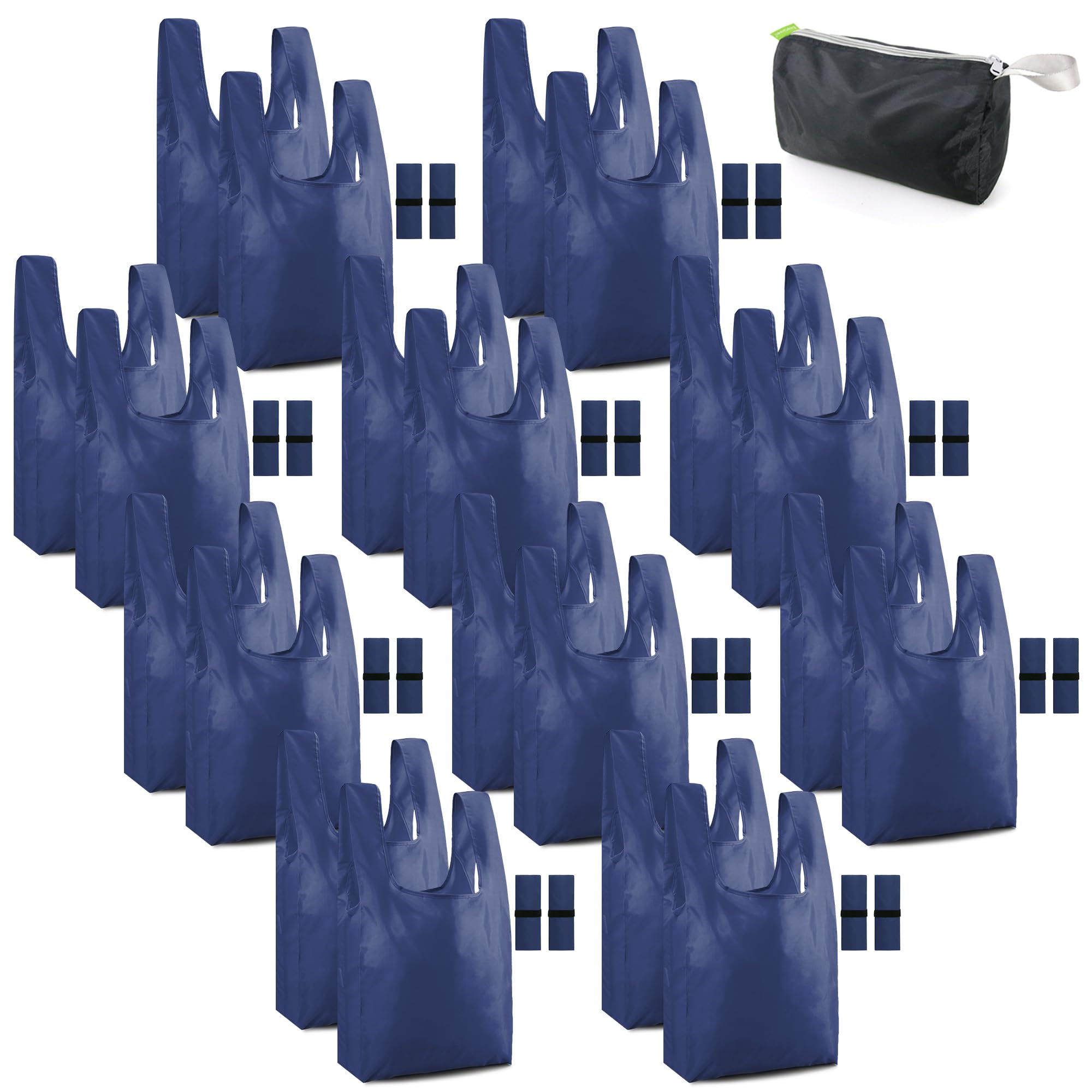 BeeGreen Colorful Reusable Grocery Bags 20 Pack Grocery Bags Reusable Shopping Bags Cloth Gift Bags Foldable Tote Bag Reusable Gift Bags Holiday Bags With Handles Heavy Duty Reusable Tote Bag