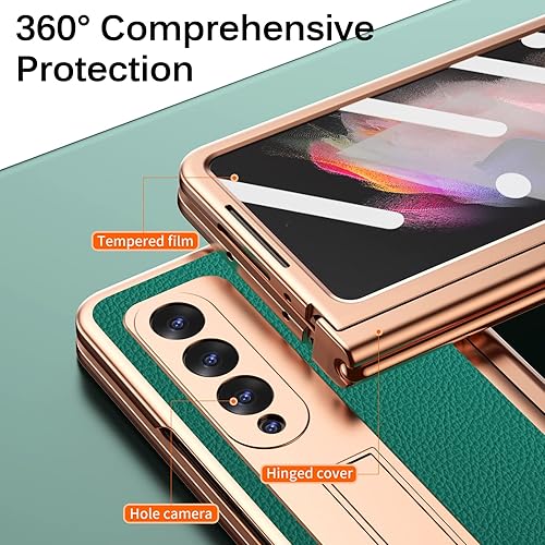 Miniatura 7 de Miimall Funda compatible con Samsung Galaxy Z Fold 3 con S Pen y lápiz capacitivo con soporte para bolígrafo, protector de pantalla de vidrio