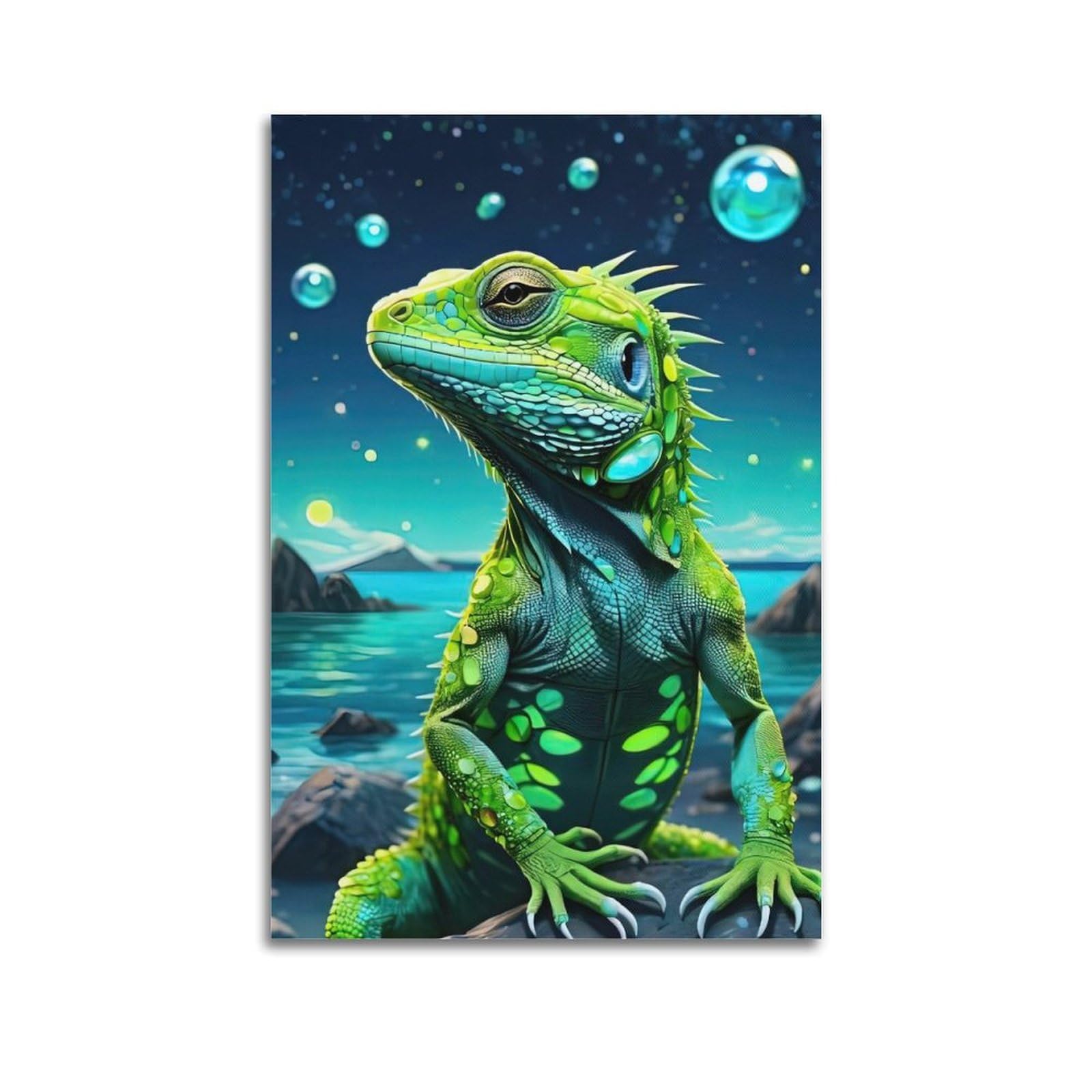 WZKTCL Animal Poster Chameleon by The Sea Poster Decorative Painting Canvas Wall Posters And Art Picture Print Modern Family Bedroom Decor Posters 20x30inch(50x75cm)