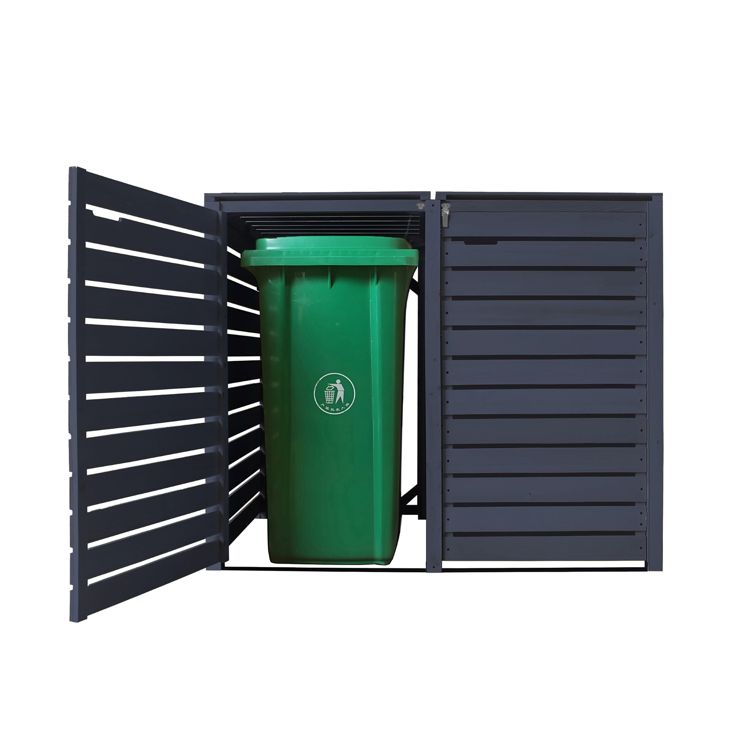 Mülltonnenbox Heide Mülltonnenverkleidung Mülltonnecontainer Holz imprägniert in anthrazit 120L - 240L vormontiert (2 Tonnen)