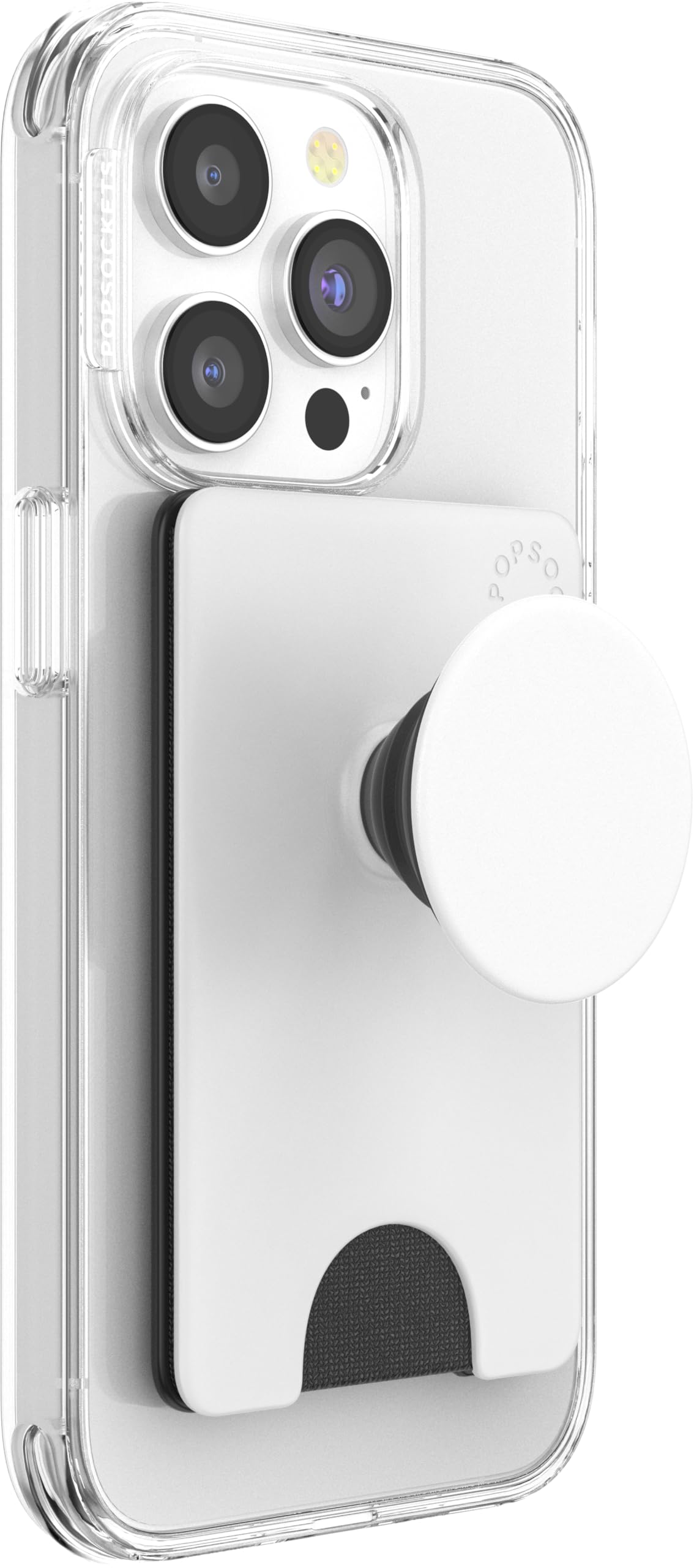 PopSockets Adhesive Phone Wallet with Grip- White