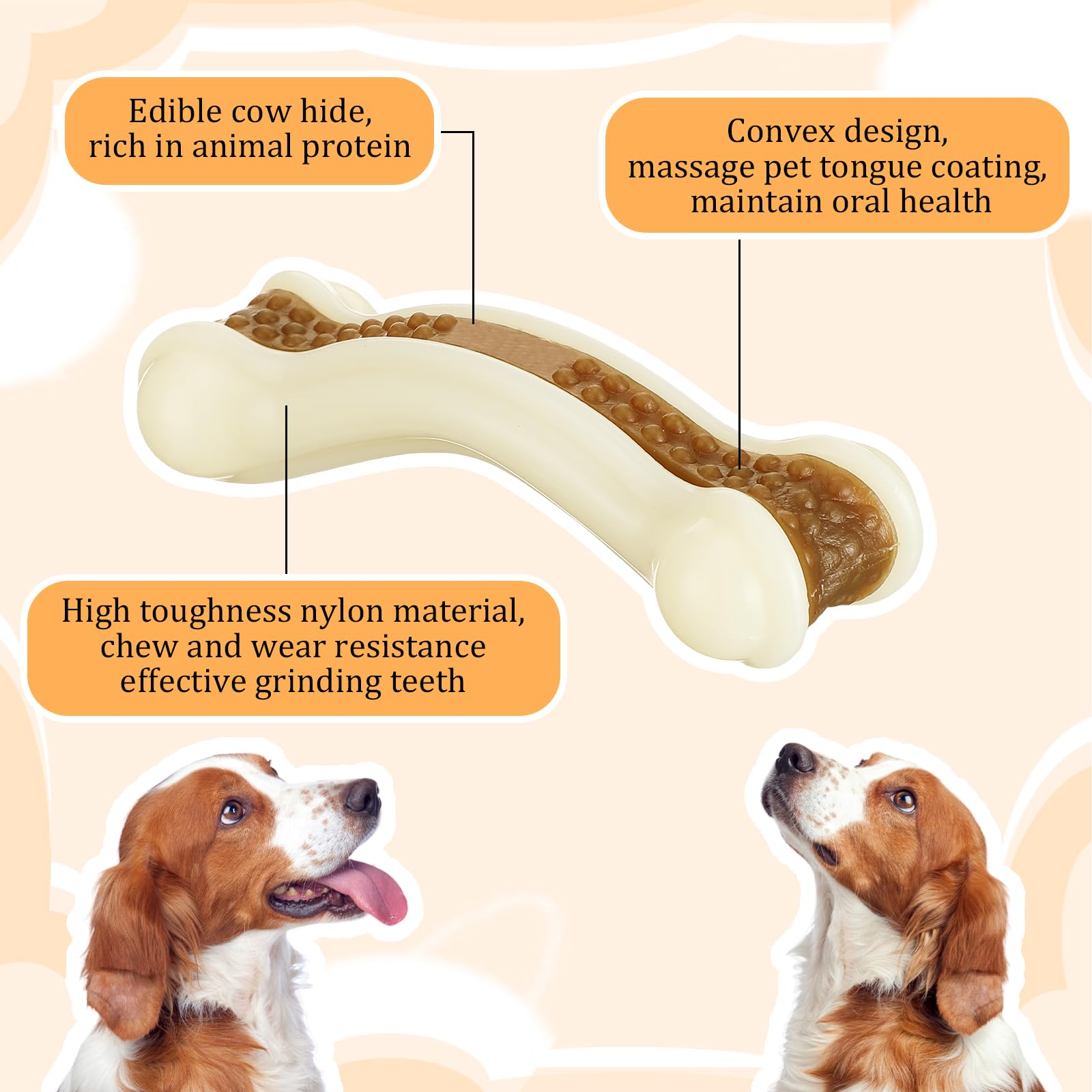 Libima Lot de 6 jouets à mâcher pour mâcheurs agressifs, véritable saveur de bœuf pour chien, jouets à mâcher en nylon durable pour chiots de petite race