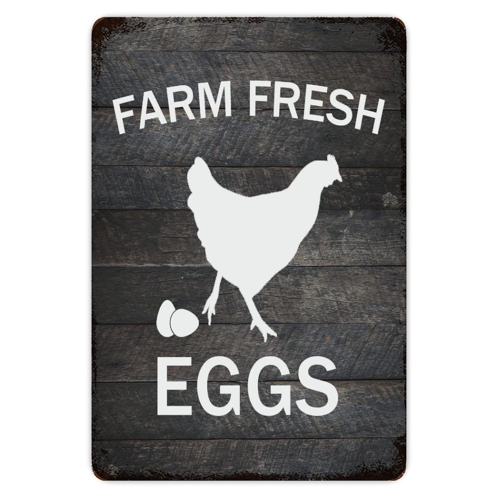 Rustic Aluminum Sign Farm Fresh Eggs Tin Metal Sign Retro Home Kitchen Room Wall Door Hanger Decor Sign 8x12 inch