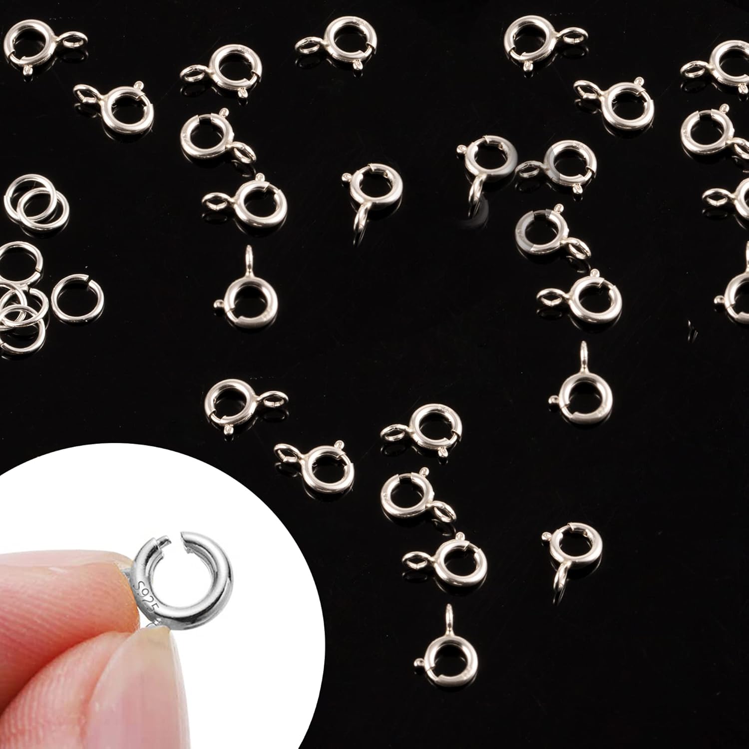40 PCS Necklace Bracelet Clasps and Closures with Open Jump Rings Set 5mm Spring Ring Jewelry Connectors for Jewelry Making (6mm Clasps Silver) - Image 5