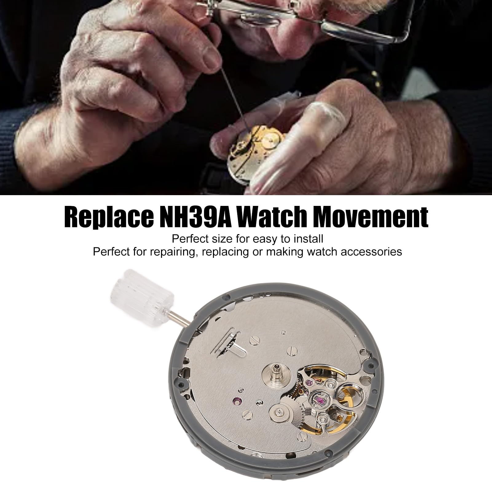 Movimiento De Reloj Mecánico Automático NH39A: Movimiento De Repuesto De Aleación De Alta Precisión con Vástago para Reparación Y Personalización De Relojes Herramientas de relojero