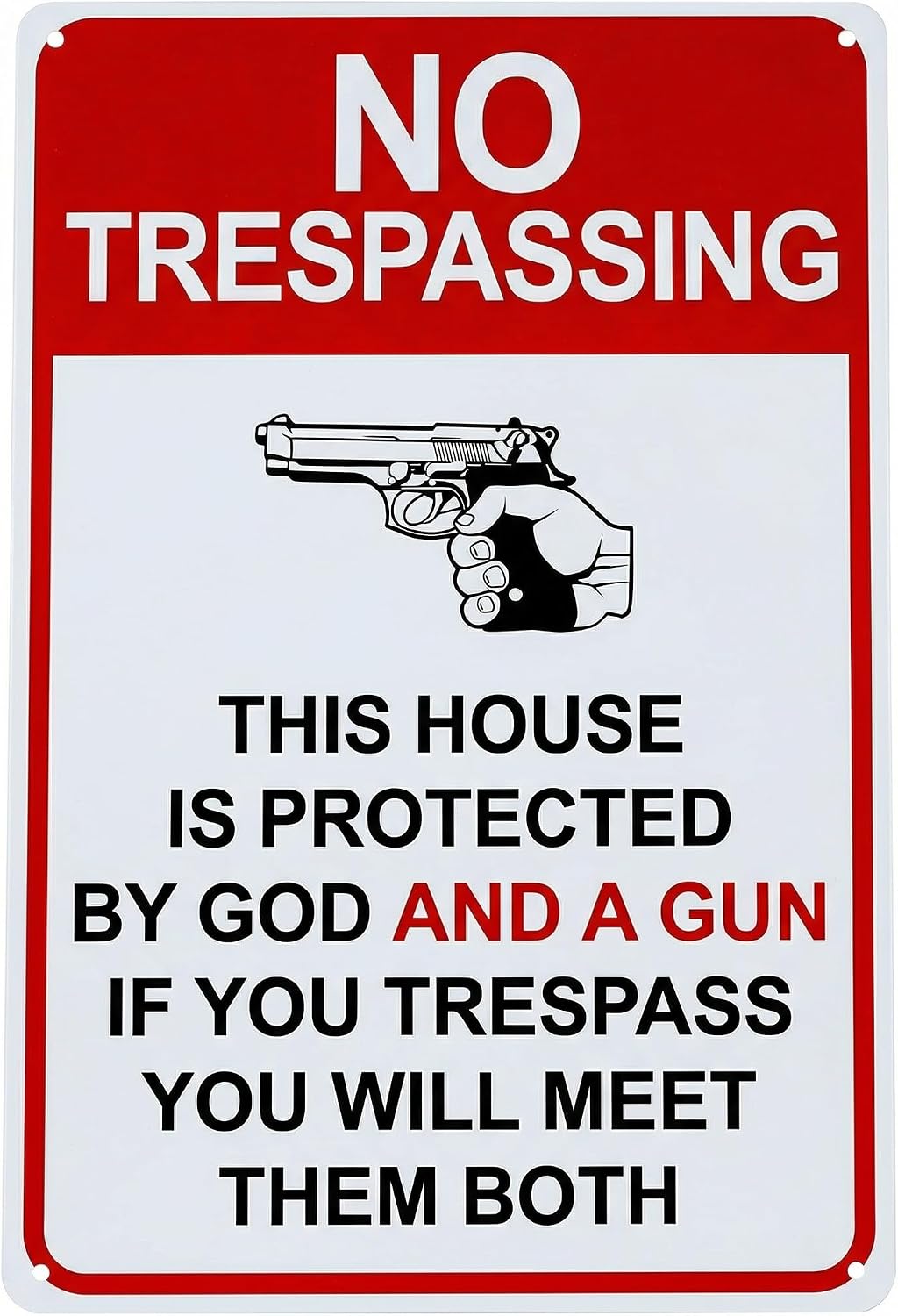 Vintage No Trespassing 12x8 Gun Sign Home Garage Man Cave Indoor Outdoor