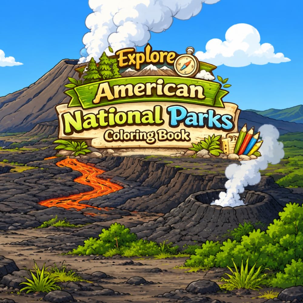 Explore American National Parks: Coloring Book