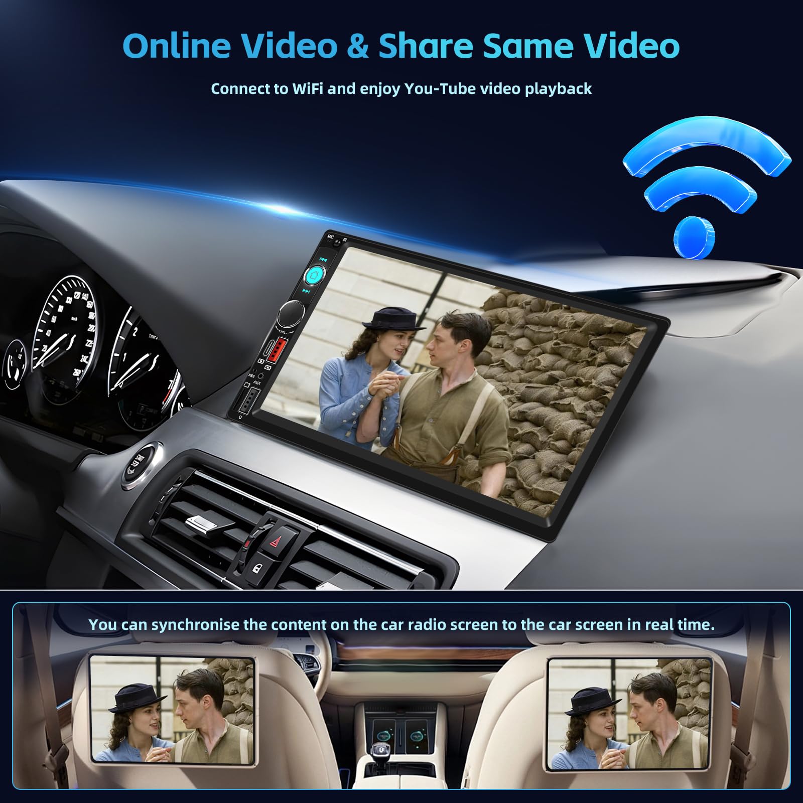 Radio samochodowe 2-DIN Apple CarPlay 7 z ekranem dotykowym, radio 2-DIN CarPlay z Androidem, radio 2-DIN z Androidem i 7-calowym ekranem