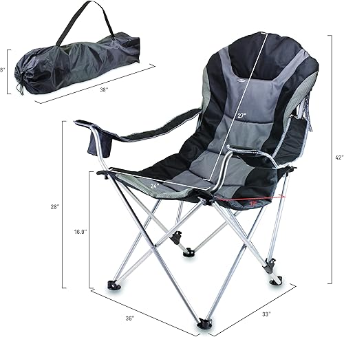 Miniatura 3 de PICNIC TIME NHL Philadelphia Flyers - Silla de campamento reclinable, silla de playa para adultos, silla deportiva con bolsa de transporte (negro