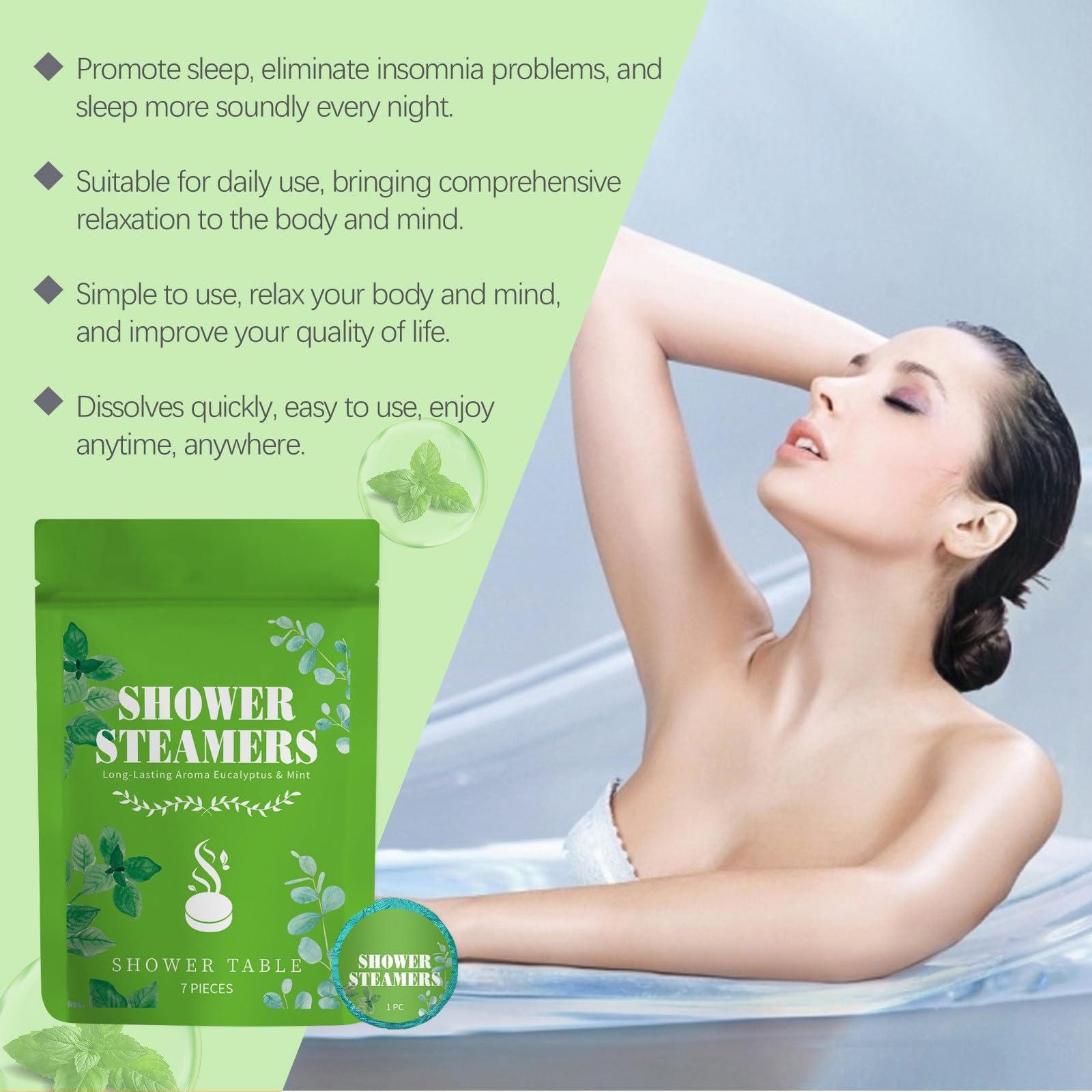 JHHskeostop Lot de 7 défroisseurs vapeur à la menthe, tablettes d'aromathérapie pour homme et femme, soin personnel et relaxation, tablettes vapeur pour soulager le stress