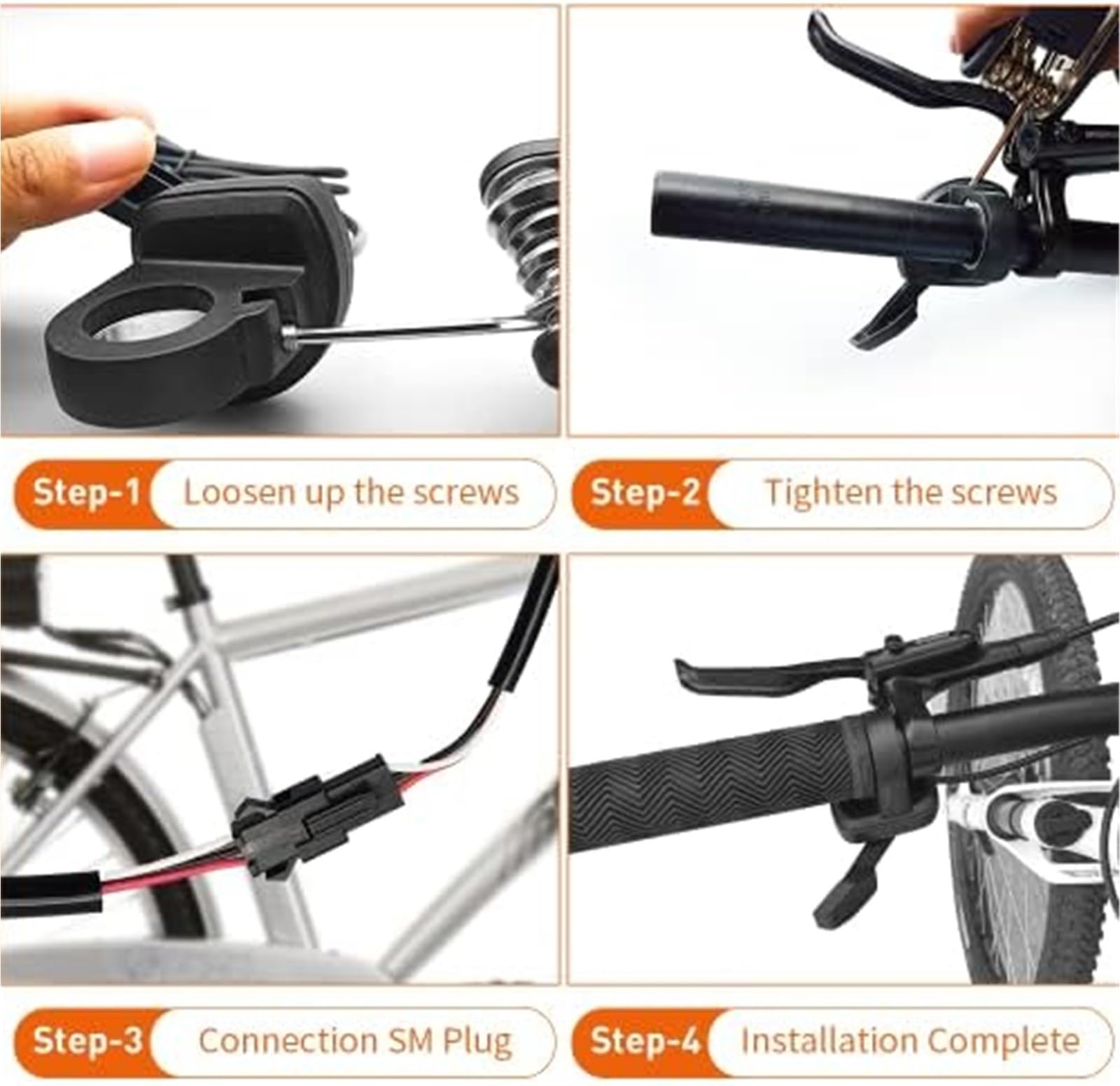 E-Bike 108X Controllo della velocità dell'acceleratore a pollice sinistro Connettore impermeabile a 3 pin 12V 24V 36V 48V 72V, for monopattini elettrici ed EBike Acceleratore a pollice per sco
