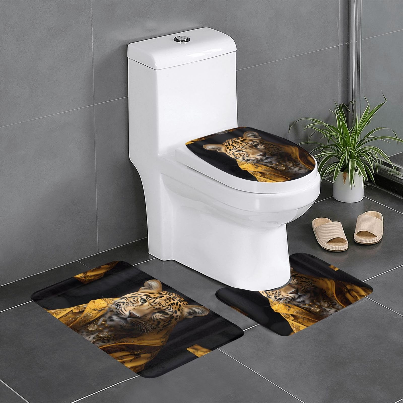Tapis de bain léopard doux et durables : lot de 3 tapis élégants pour la maison