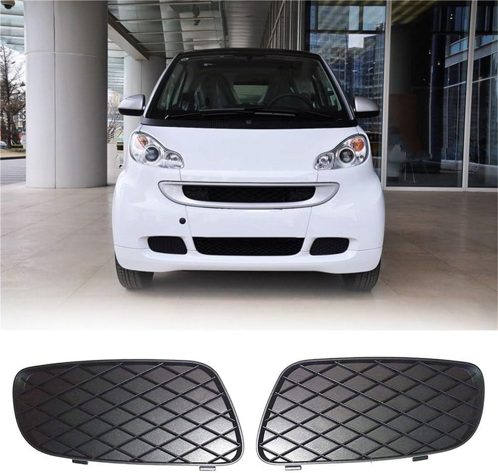 Genérico Cubierta de Rejilla de luz antiniebla para Coche Bisel de luz antiniebla para Coche (Izquierdo y Derecho) Cubierta de Rejilla para Smart FORTWO 451 (2008-2012)