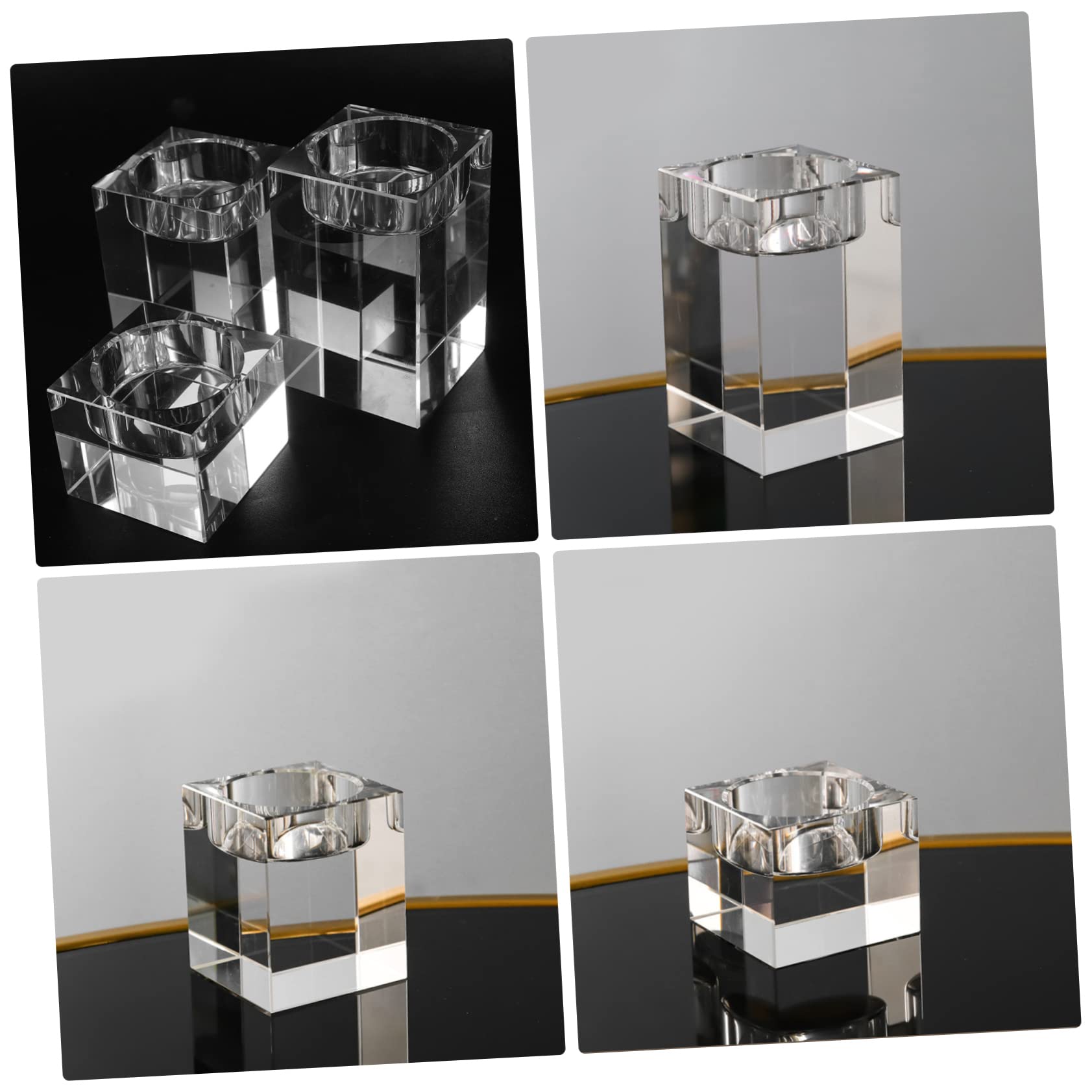 Portavelas de Té de Cristal 3 Piezas para Mesa y Bodas