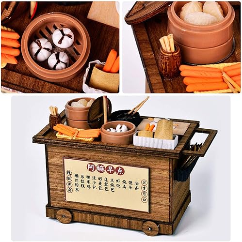 Miniatura 5 de casa de muñecas miniatura hecha a mano kit de casa estilo Hong Kong comedor coche DIY madera LED luz modelo colección artesanías regalo cumpleaños