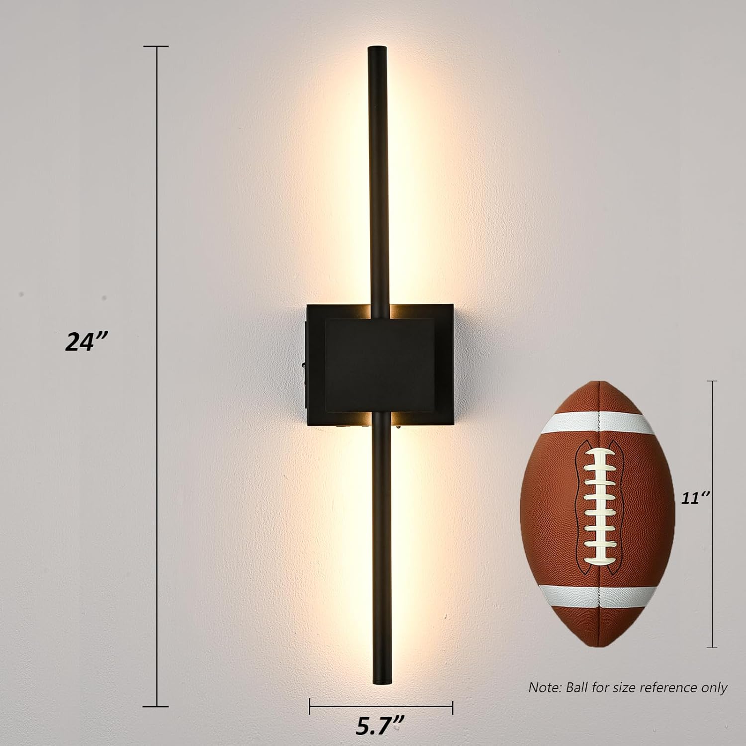 Battery Operated Wall Sconce with Remote Control, Black Modern Wireless Rotation Picture Light, 3000K-6000K Dimmable LED Rechargeable Wall Light for Living Room Bedroom Hallway