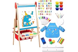 Kids Easel Including 100+ Accessories, Double Sided Wooden Easel for Kids -...