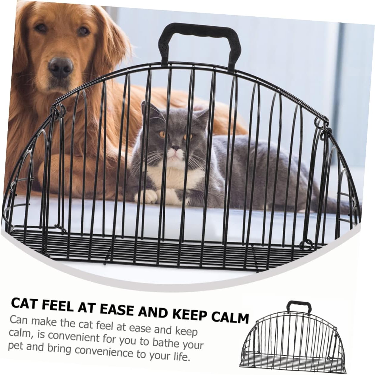 Cat Bath Cage Scratch-Resistant Grooming Shower Enclosure for Safe Pet Bathing Design for Cats and Kittens Portable and Lightweight for