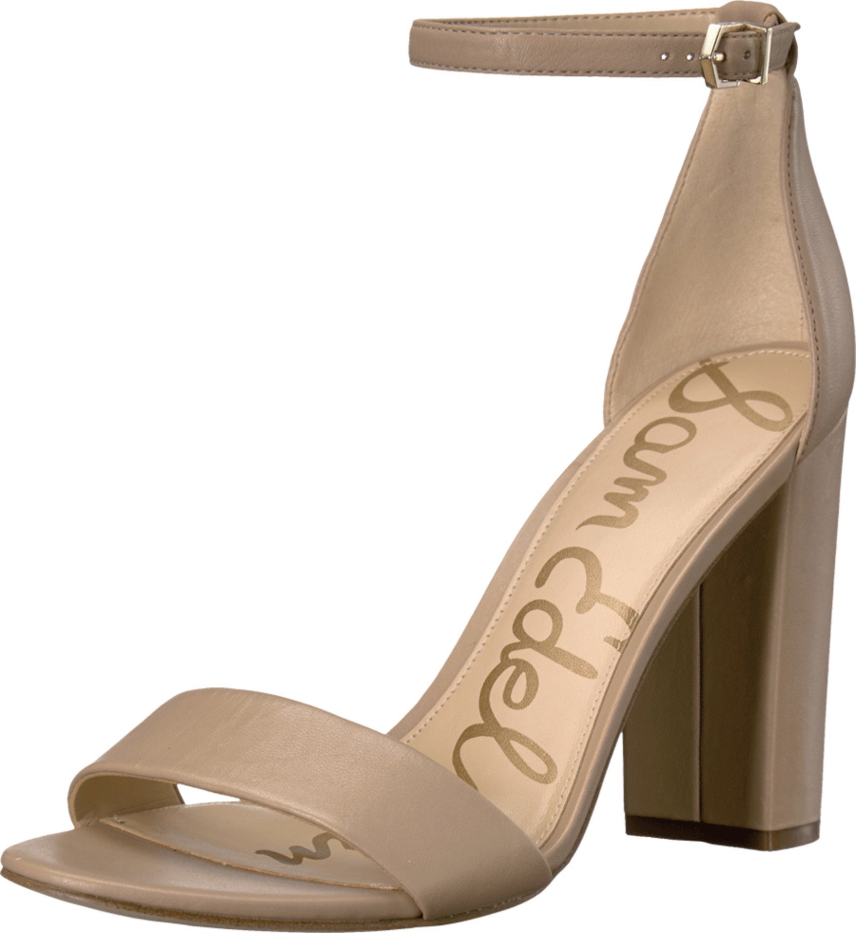 Sam Edelman Yaro Ankle Strap Sandal Heel Classic Nude Leather 7 W