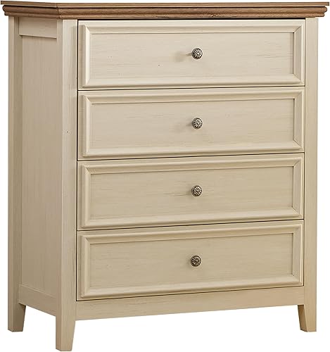 Miniatura 1 de VAWEP Cómoda para dormitorio, 4 cajones, cómoda moderna de 4 cajones para sala de estar, armario de almacenamiento beige, mesita de noche alta para