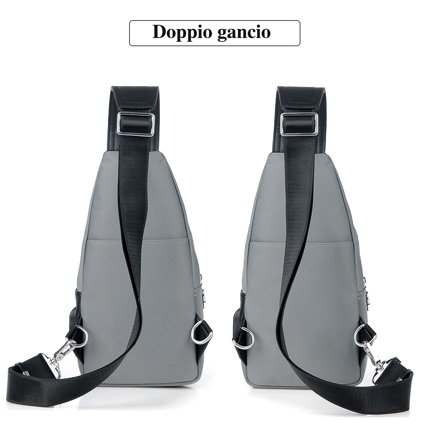 Mixroom - Monospalla Uomo Borsa Marsupio zaino zainetto borsello a tracolla petto USB Z27