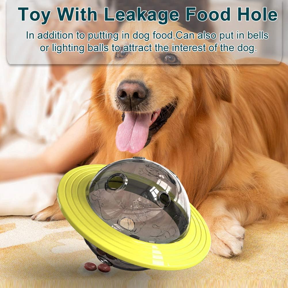 Interactive Dog Ball Toys, Food Dispensing Pet Slow Feeder Ball, Dog Enrichment Toys, Dogs Ball Puzzle Toy Teeth Cleaning Dog Toy for Small Medium Large Dogs Playing Chasing Chewing (Yellow)