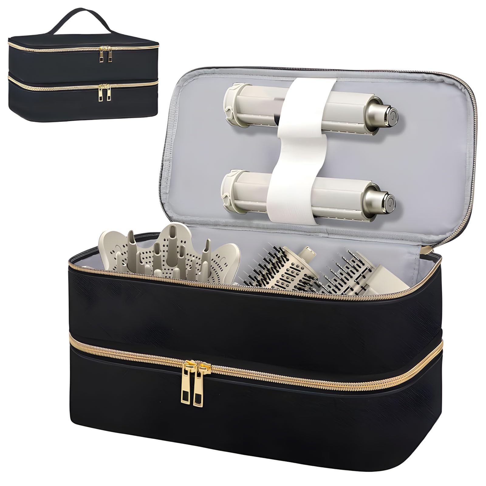 TQUXNGA Compact Hair Dryer Organiser Bag PU with Handle for Travel and Home Use Stylish