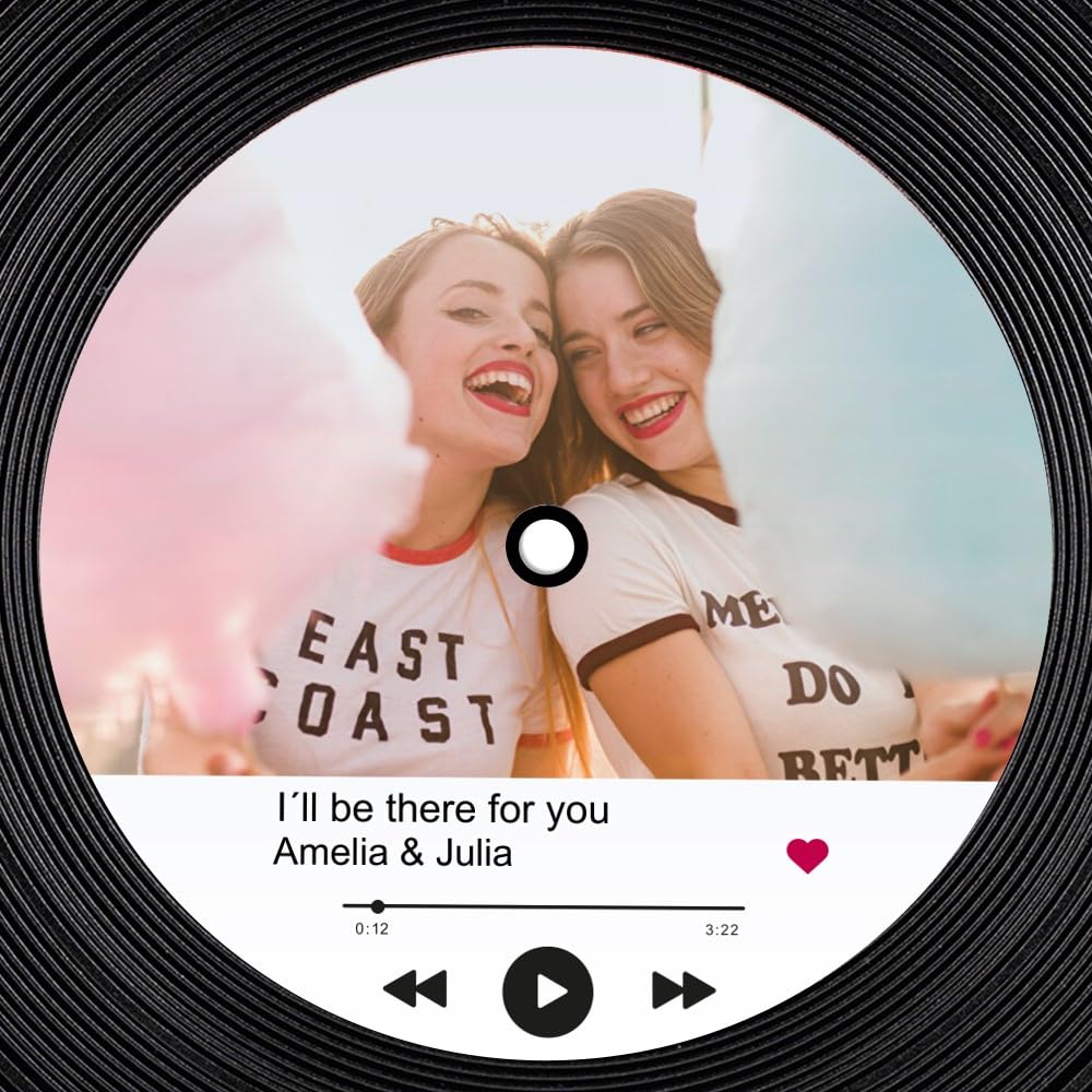Wanapix | Vinyle Personnalisé | Chanson sur Spotify | Vinyle Décoratif Vintage| Pour la Table | Pieds de Support Inclus | Cadeau Original | 30ø cm