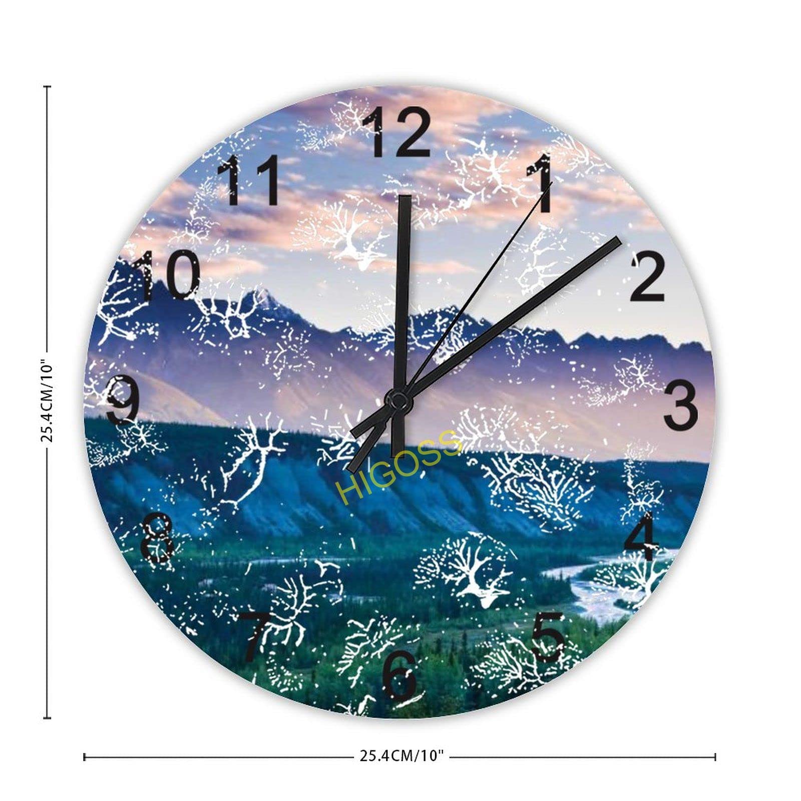 HZDHCLH Horloge Murale Ronde Silencieuse De 25,4 Cm Sans Tic-tac Pour Salon, Cuisine, Bureau (Bleu Marine