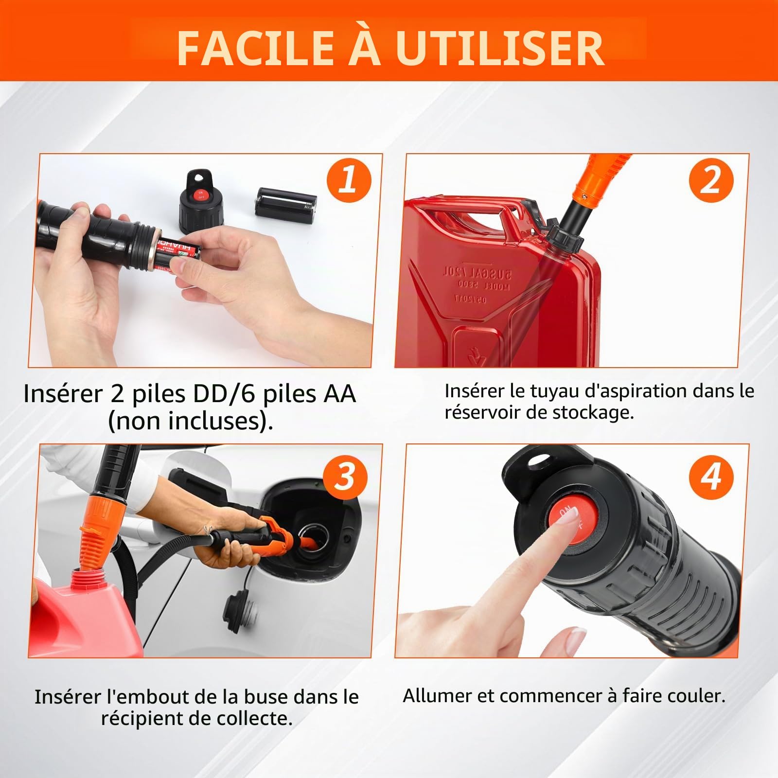 Pompe De Transfert De Liquide Alimentée, GuKKK Pompe de Transfert Portable, Pompe à Siphon électrique à Piles, Pompe Diesel, Pompe de Transfert de Liquide, Pompe de Transfert d'essence