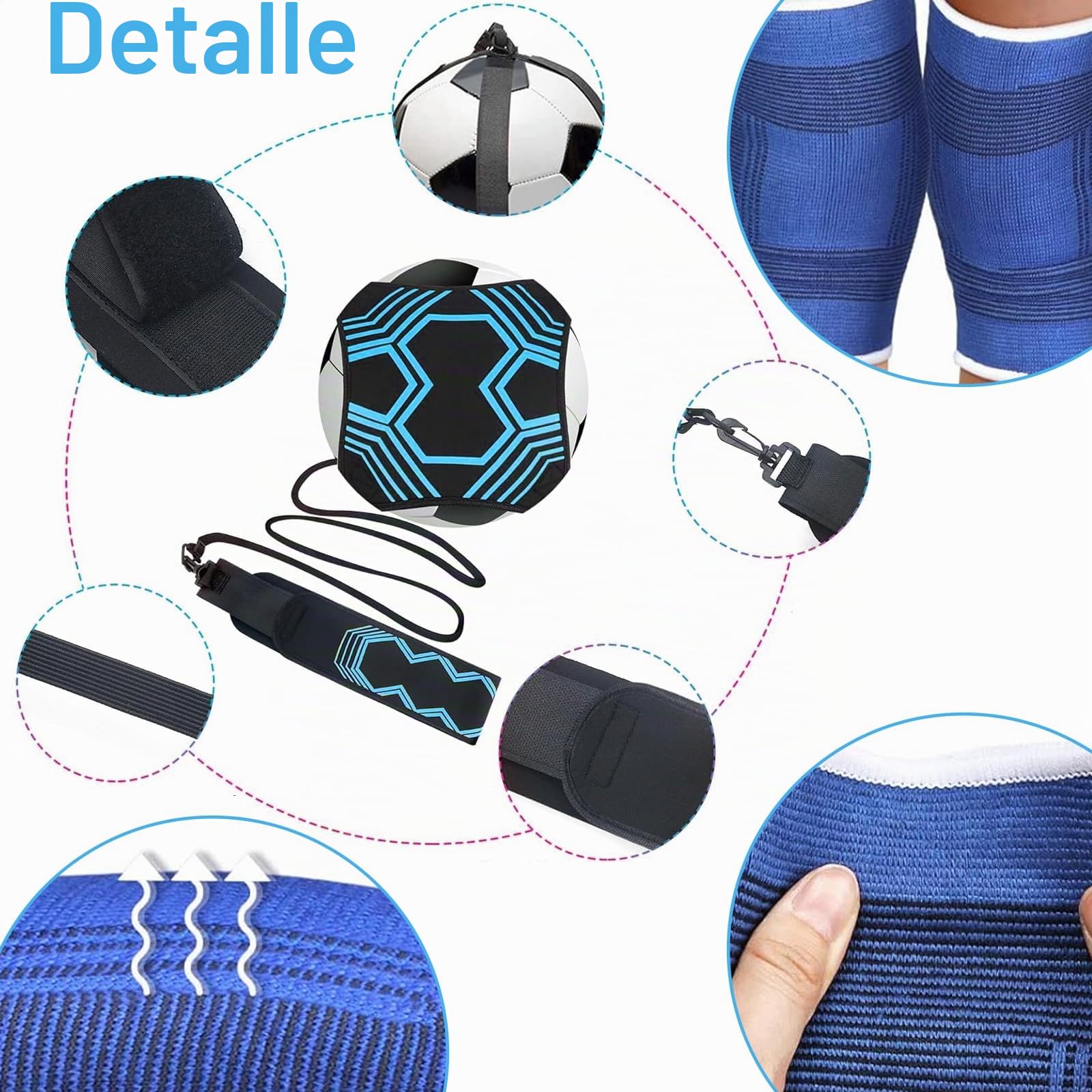 Ayuda de Entrenamiento de Fútbol Solo, Entrenador de Patadas con Cinturón Ajustable, Incluye Rodilleras, Accesorios de Entrenamiento de Fútbol, Regalo para Niños y Adultos