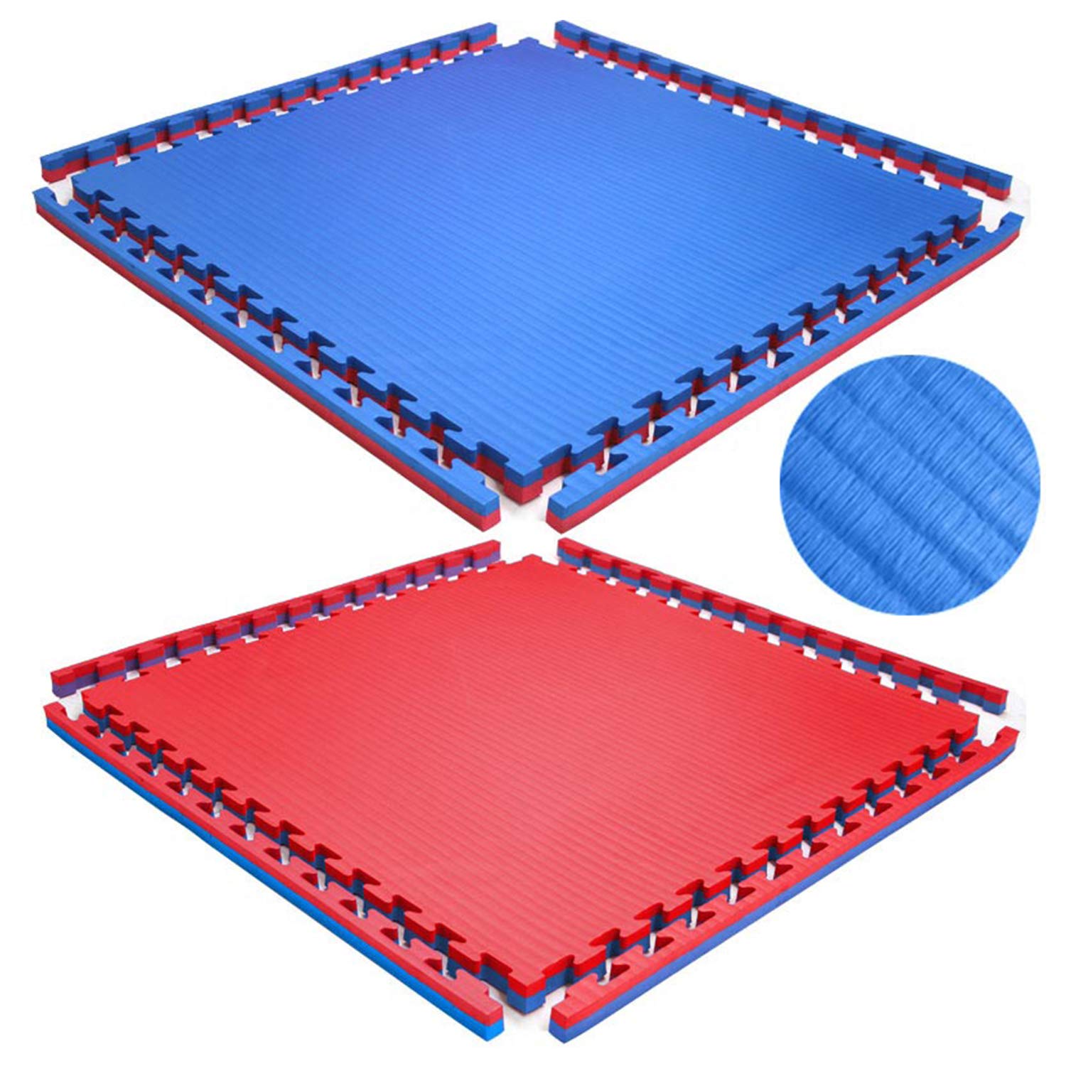 BEEMAT Reversible Tatami 40mm Jigsaw Mat [Each] • RED/BLUE • SIZE: 1m x 1m square • High grip MMA Tatami finish • Reversible and Interlocking