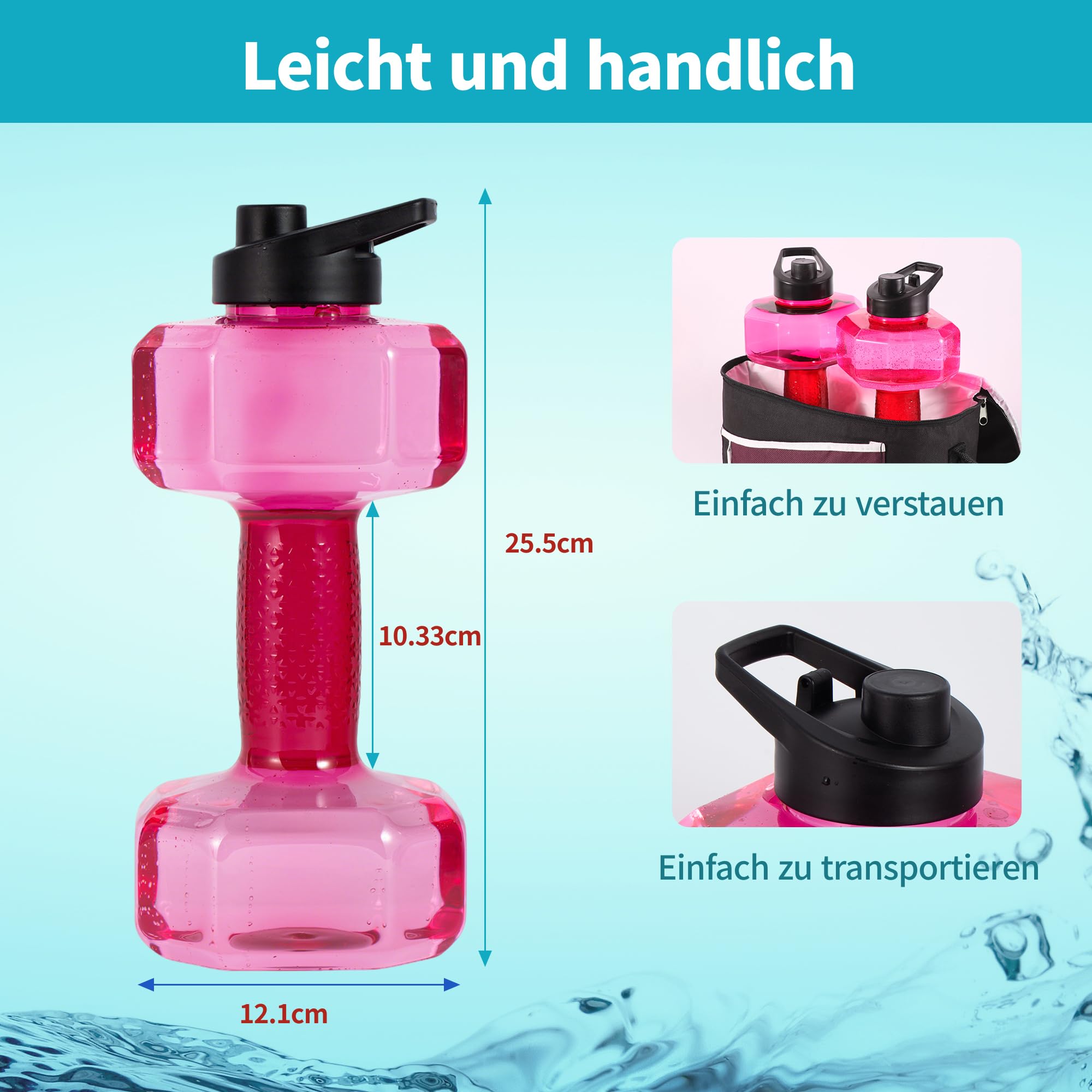 Wassergewichte für Poolübungen, verbesserte PE-Wasserhanteln, Poolwiderstand, Wasser-Aerobic-Ausrüstung mit rutschfestem Griff für Aqua-Therapie, Pool-Fitness, Wasserübungen