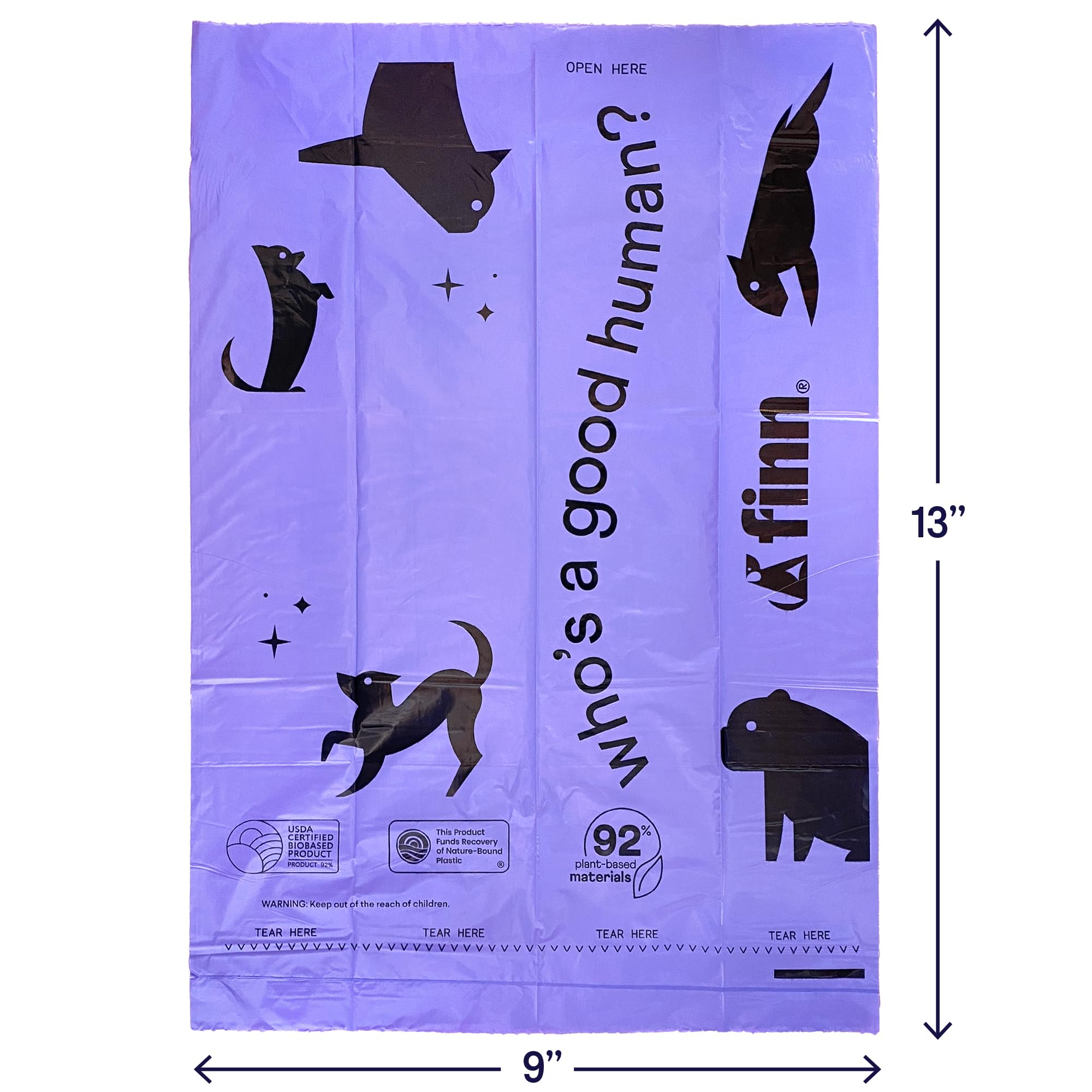 Bolsas biodegradables para excrementos de perro, 92% de base biológica, juego de X