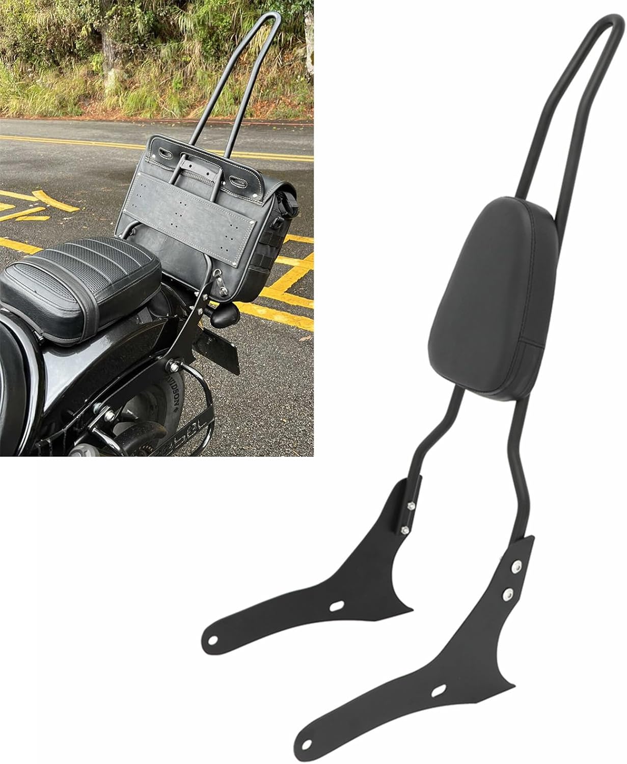29.5" Tall Passenger Sissy Bar Rear Backrest Pad for Honda Rebel 1100 CMX1100 2021-2024, Black