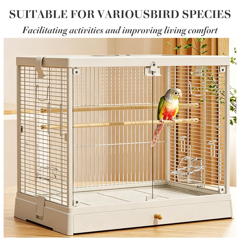 SUPERFINDINGS 16 Pièces Perchoirs Pour Oiseaux En Bois Naturel 37.3×1.5 cm Support Pour Perroquet Branche Perchoir Suspendu En Bois Pour Cage D Oiseaux Avec Fentes À Double Tête Pour Petites Perruches