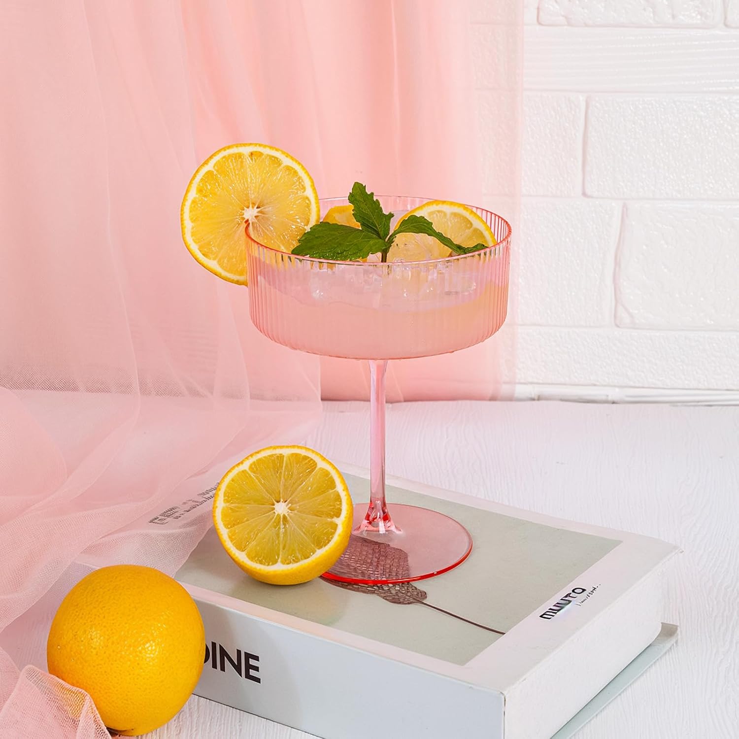 Ciaell 12PCS Plastic Ribbed Martini Glasses - 10 Oz Pink Disposable Coupe Glasses with Stem - Heavy Duty Margarita Cups for Bars, Cocktails, Whiskey, Parties & Wedding & Valentine's Day - Image 8