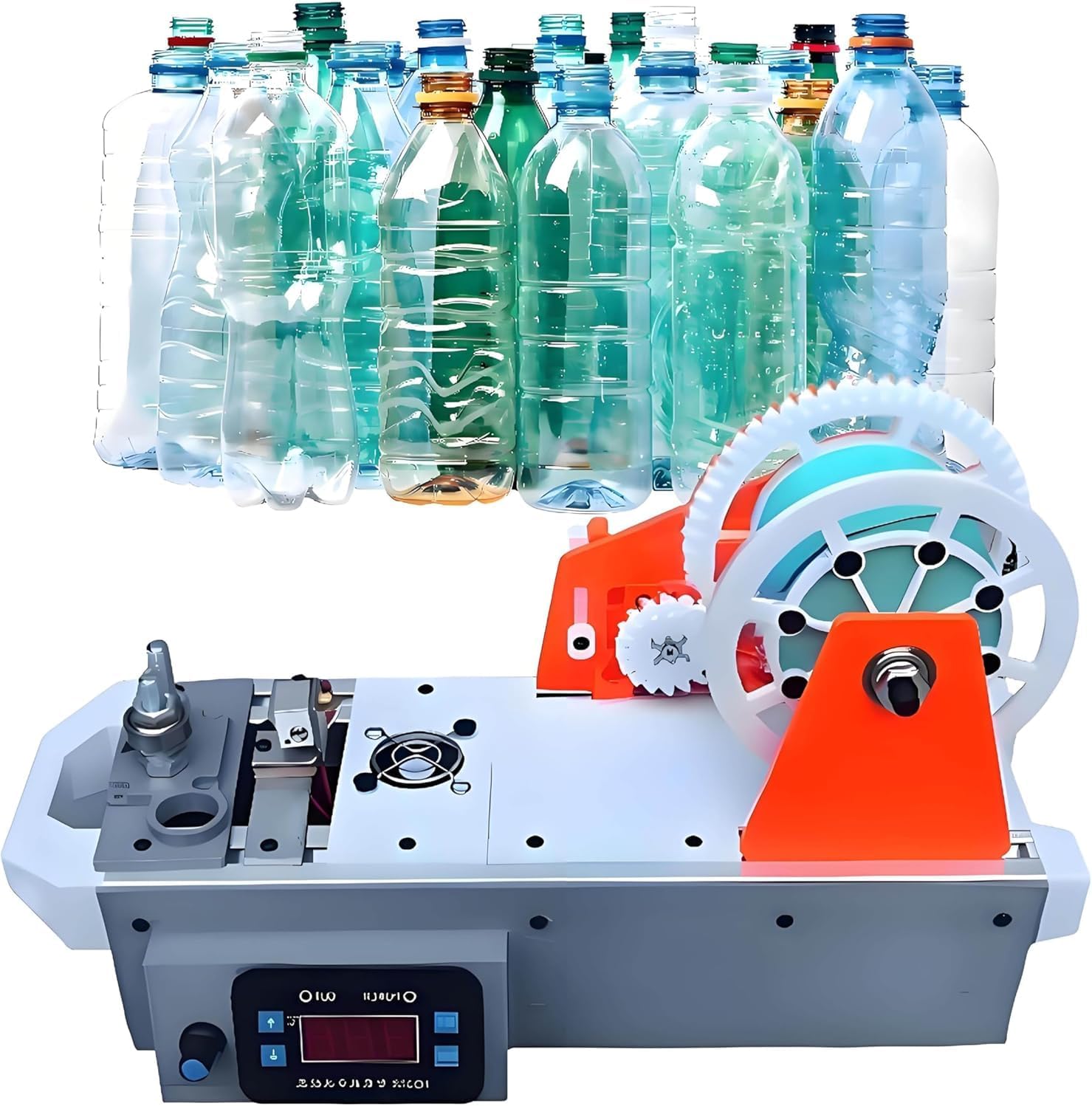 Recycled PET Bottle Recycler, 3D Printed Bottle Recycler, Desktop Filament Extruder Machine, Pultruded 3D Filament from Plastic Bottles, PET Bottle Recycling, Families Gray