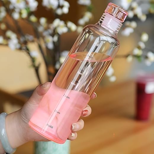 JIGSHTIAL Glass Borosilicate Water Bottles, H2O Fridge Water Bottle With Cap, Leak Proof &amp; Airtight Lid, Water Bottle For ...