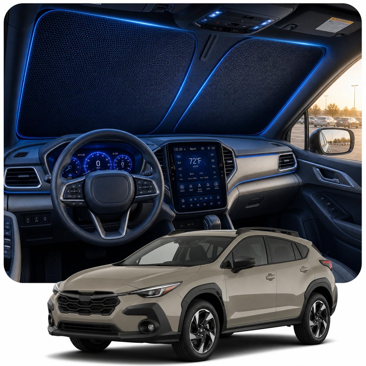 Photo 1 of [2026 Upgraded] DooGooCoo Windshield Sun Shade for Subaru Crosstrek 2018-2025 2026 [Cooling Ice-Crystal, 100% Sun Block ] Sunshade for Car Windshield for Subaru Crosstrek Sun Shade, Custom Fit.