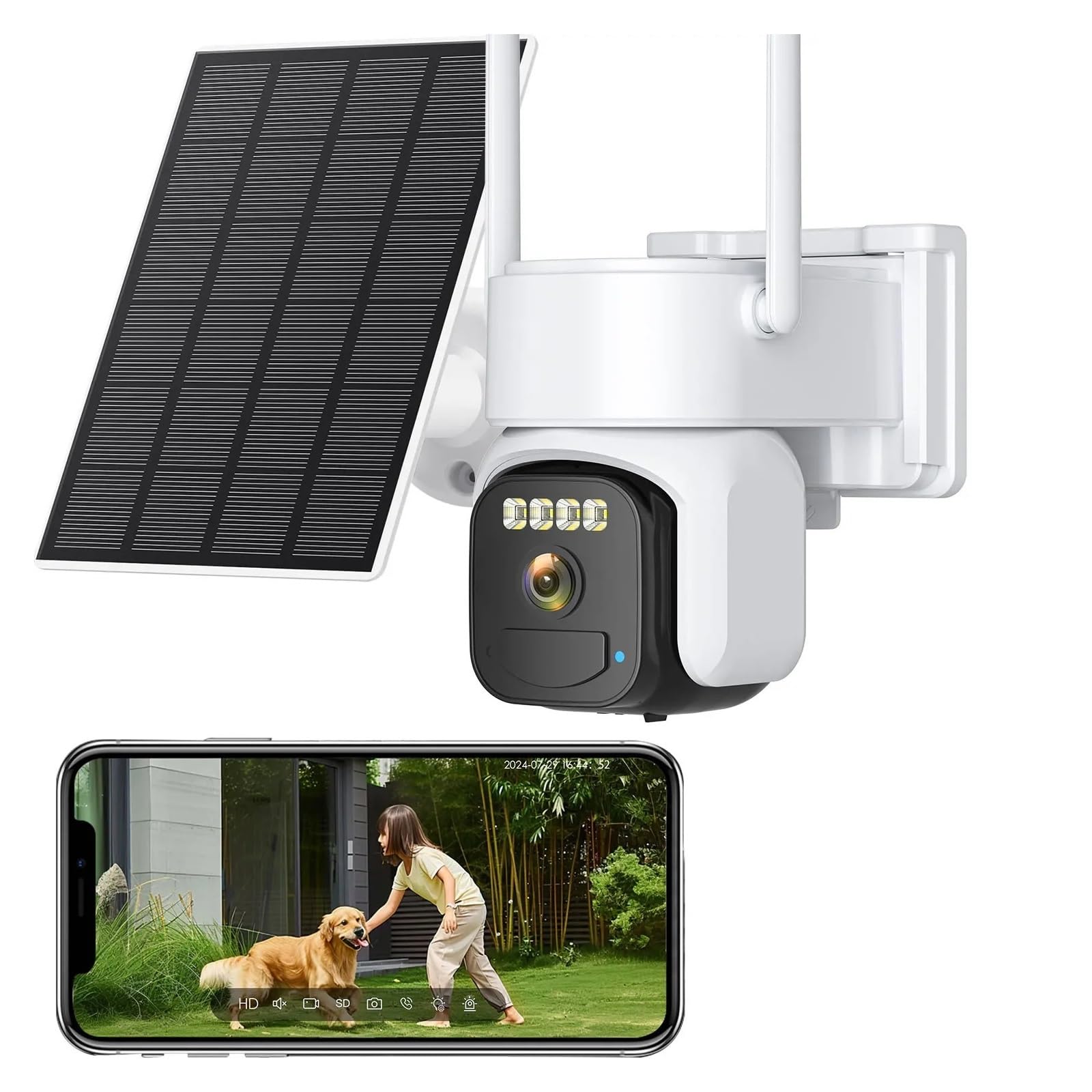 JVDDI 5MP 4G Wireless Solar Panel-powered PTZ IP Camera HD Build-in Battery Outdoor Video Surveillance CCTV With Long Standby(5MP NO SD Card)