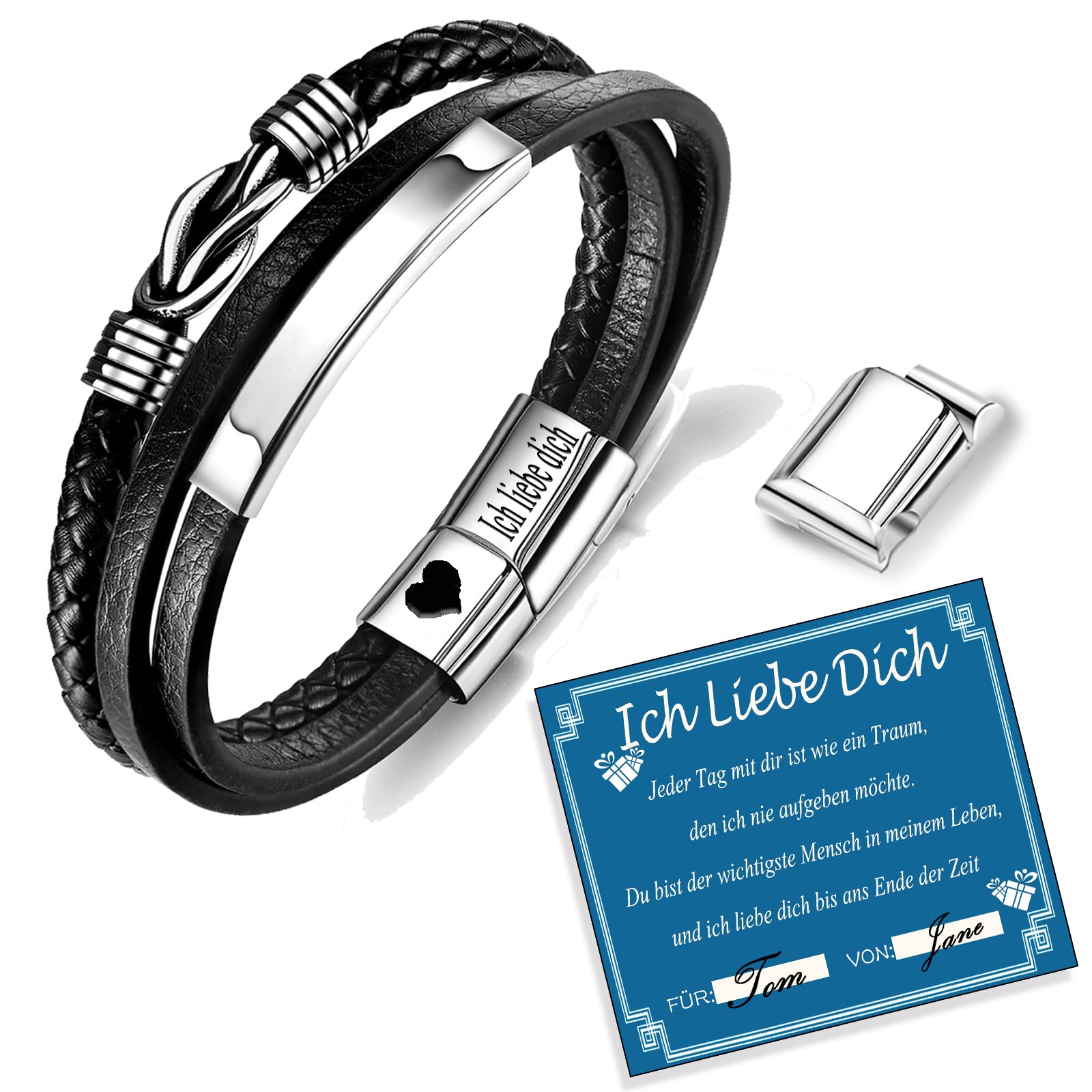 Gifts For Men Husband Boyfriend Mens Leather Bracelet With