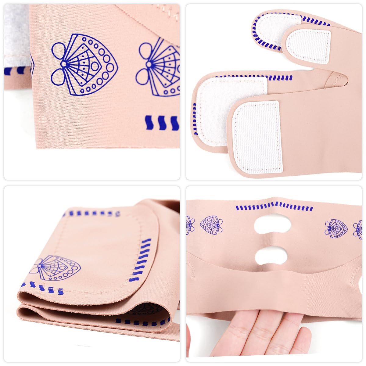 Mascherina Viso V-Line Riutilizzabile, Fascia Lifting Anti Doppio Mento e Rassodante Collo, Regolabile per Donna e Uomo, Ideale per Uso Notturno e Snellimento Viso