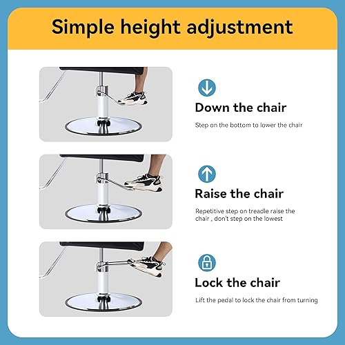 Miniatura 7 de LOUVIXA Silla de salón para estilista de peluquería, silla de peluquería, silla de peinado, asiento extra grueso y construcción de acero duradero,