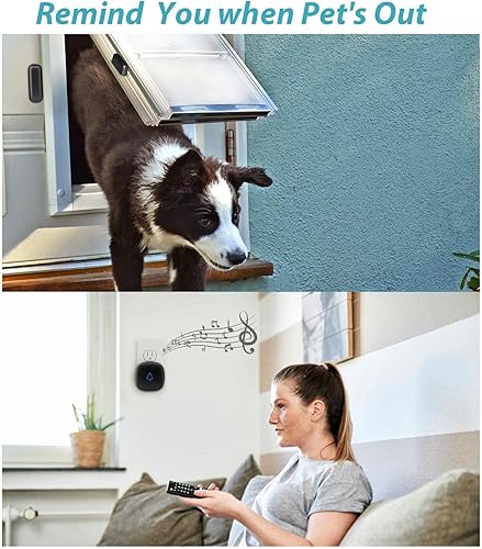 Miniatura 3 de METAK - Timbre de puerta, alarma inalámbrica con sensor de contacto abierto con rango de 500 pies, 58 campanillas y 5 niveles de volumen para