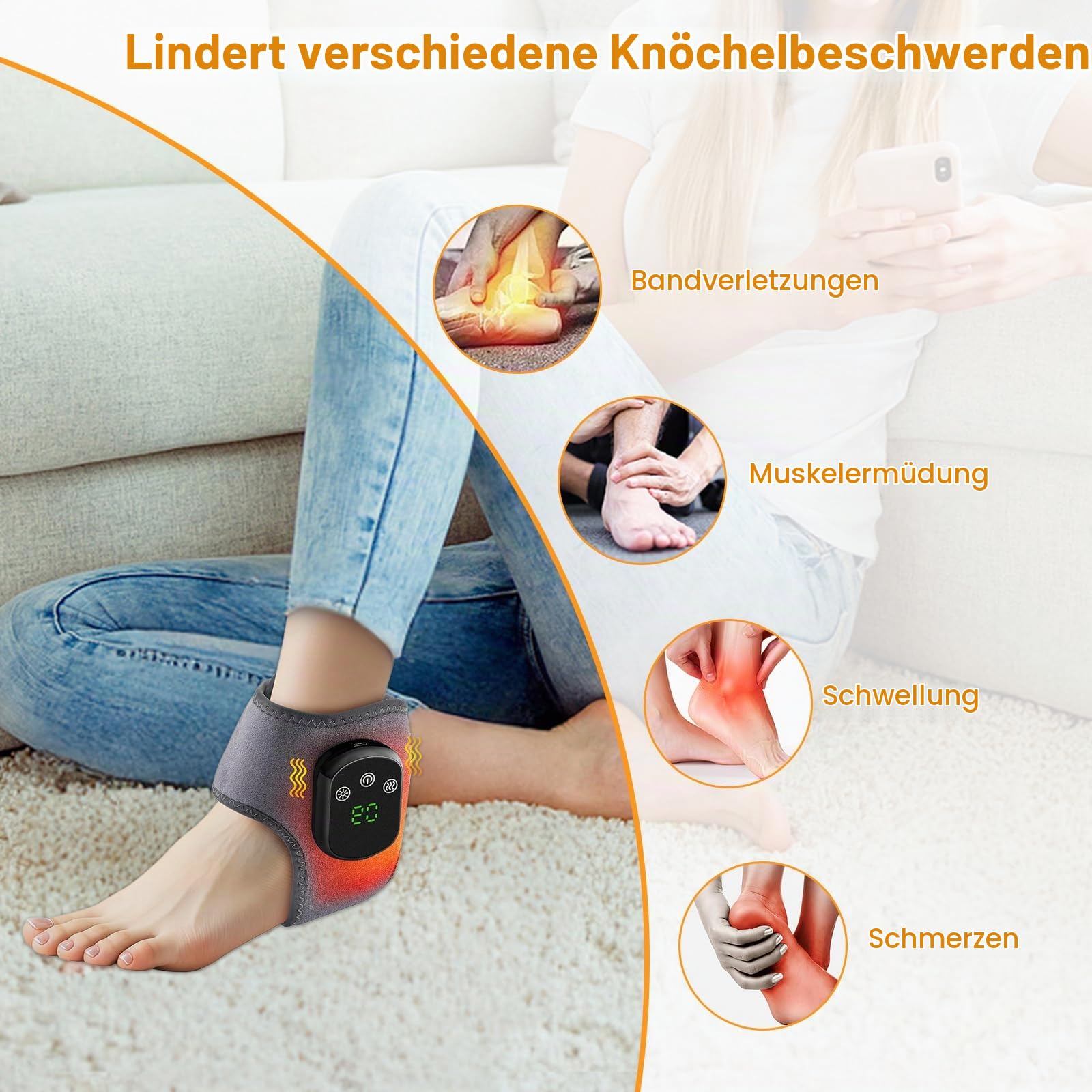 JIMACRO 2 Stück Neamova 3-in-1-Fußmassager, Fußmassagegerät Vibration mit Wärmer, Fussmassagegerät Elektrisch für Knöchel, Ferse, Sohle, Fußgewölbe
